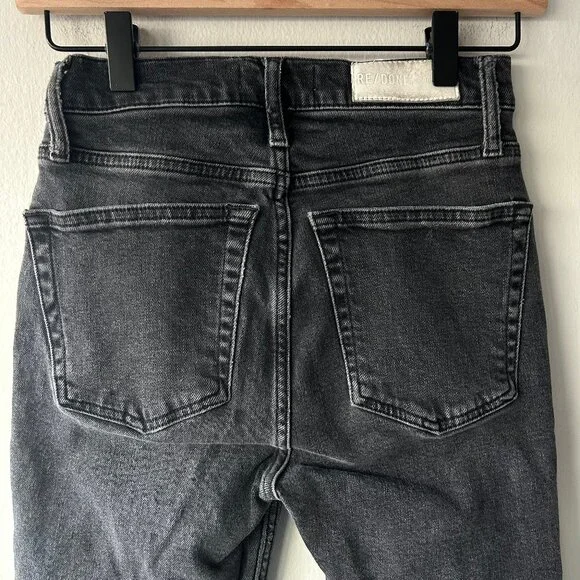 RE/DONE Originals High Rise Crop Skinny Jeans Faded Black Women's Size 25 - Picture 5 of 11